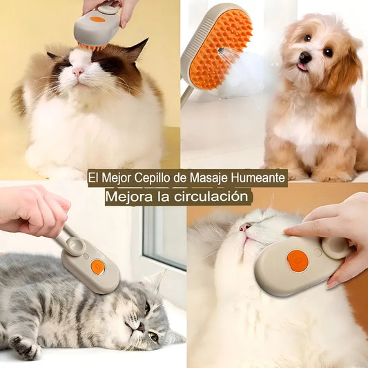 Cepillo Para Gatos De Vapor Autolimpiante 3 En 1 Para Mascotas