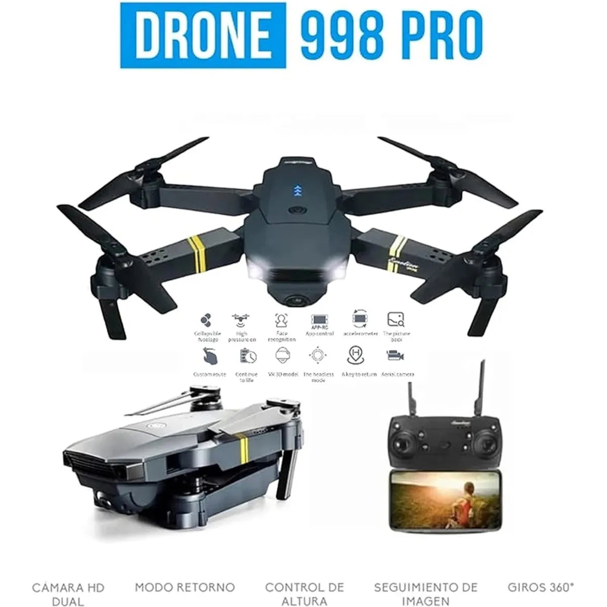 Dron 998 pro Cámara Dual 4k Wifi