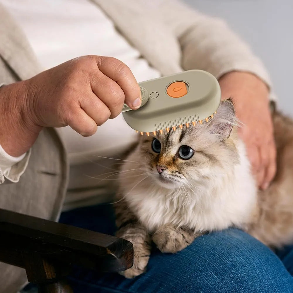 Cepillo Para Gatos De Vapor Autolimpiante 3 En 1 Para Mascotas