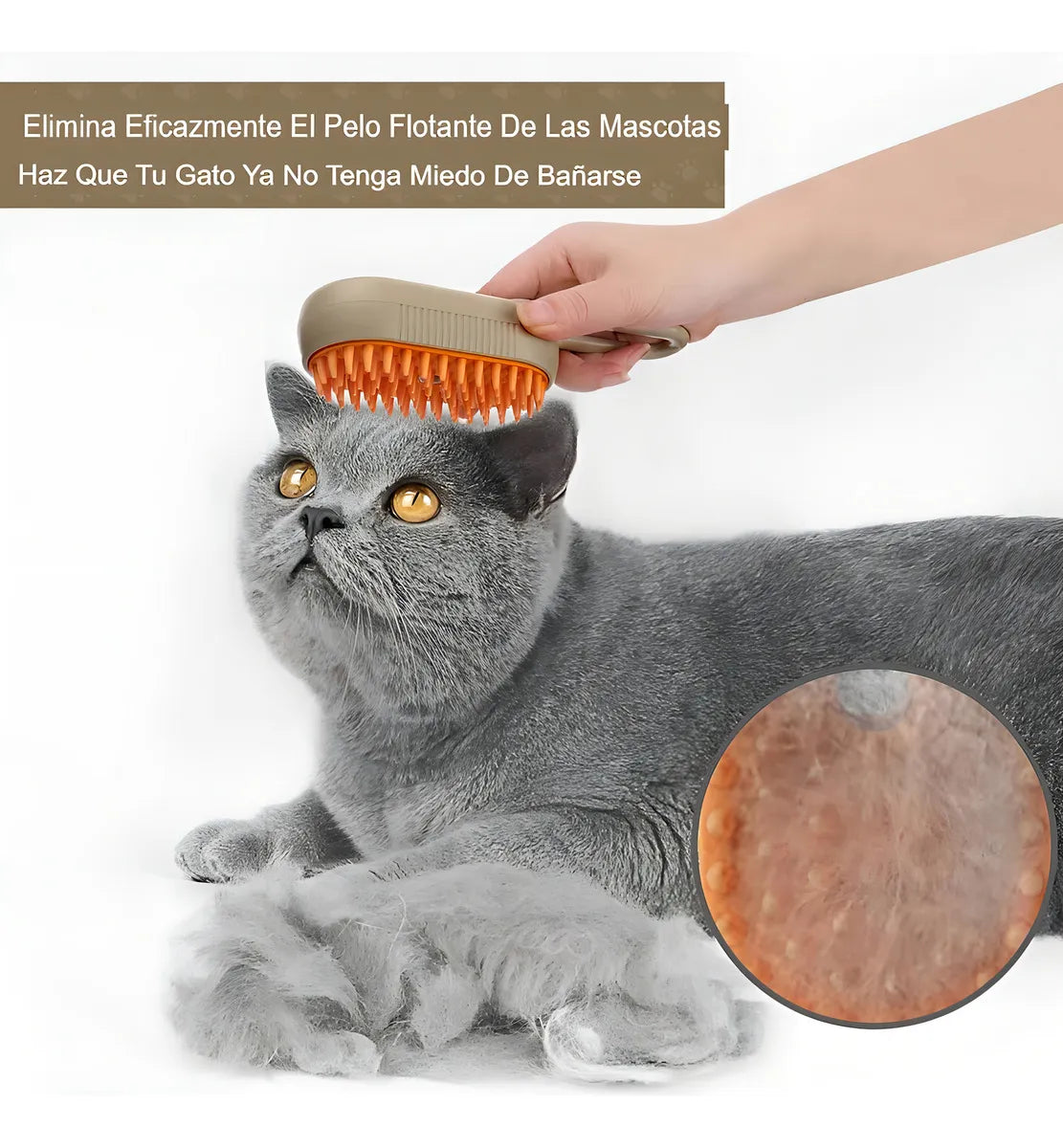 Cepillo Para Gatos De Vapor Autolimpiante 3 En 1 Para Mascotas
